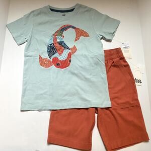 NEW Tea Collection Fish Shirt Orange Playwear Shorts Outfit